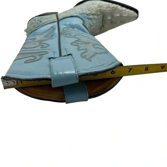 Rogers Turquoise Croc-Embossed Cowboy Boots - Picture 7 of 16